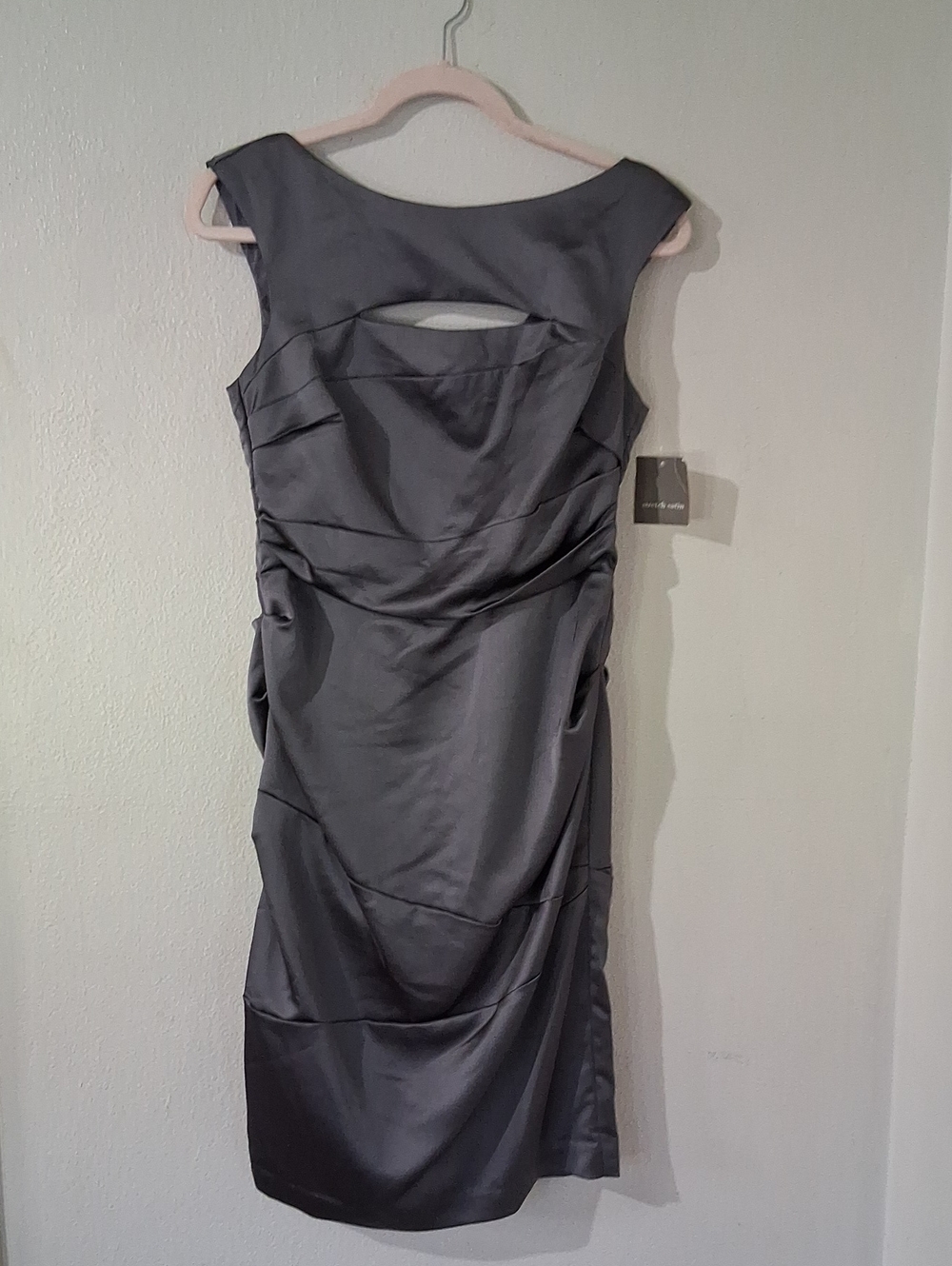 Sleeveless Gray Stretch Satin  Dress